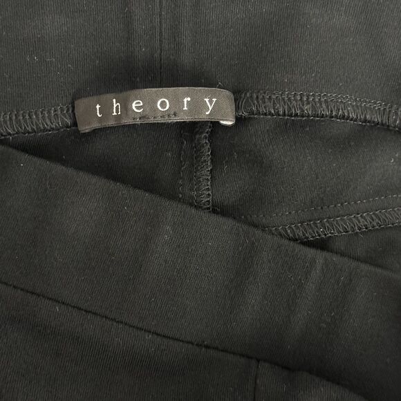 THEORY Quilted Knee Patch Leggings M Black Stretch Knit Pant Comfort Pull On B9 - Picture 4 of 6